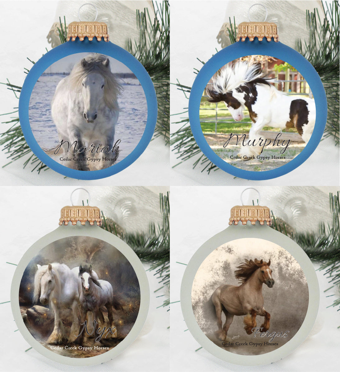 Gypsy Horse Christmas Ornaments Set (4 Ornaments)